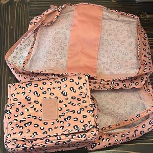 Leopard Print Travel Bag Set - Pink